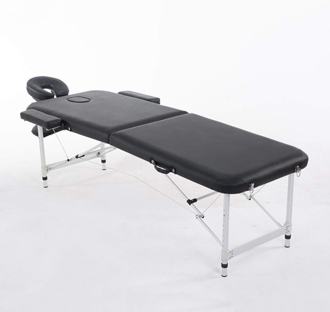 Table de massage spa portable | Hauteur réglable | Aluminium | 2 zones | Noir | 185*60 cm