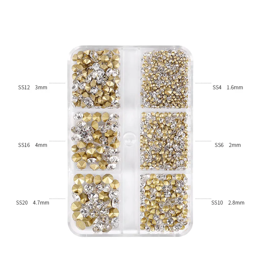 SS4-SS20 Pink Gold Gems Diamond Nail Charms Decorations Rhinestones | S064-2