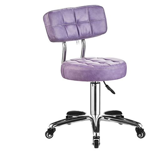 Beauty Salon Hydraulic Swivel Stool with Backrest | Purple