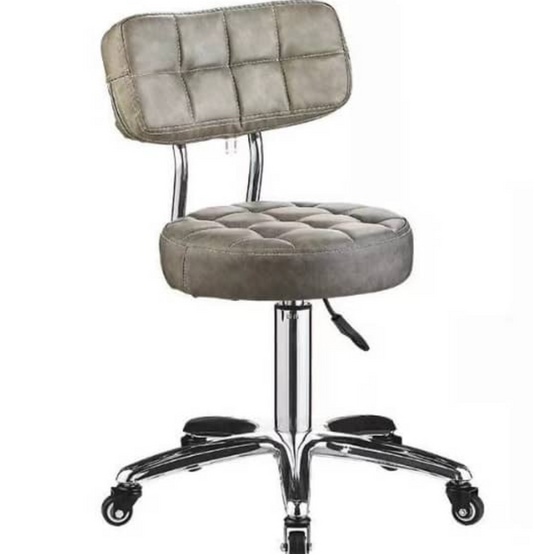 Beauty Salon Hydraulic Swivel Stool with Backrest | Silver