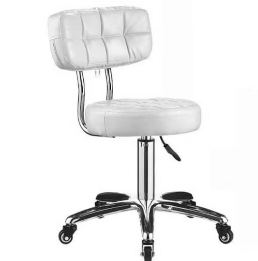 Beauty Salon Hydraulic Swivel Stool with Backrest | White