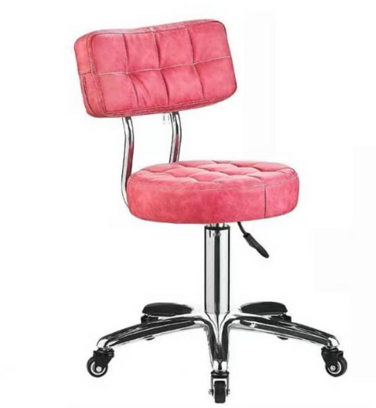 Beauty Salon Hydraulic Swivel Stool with Backrest | Pink Red