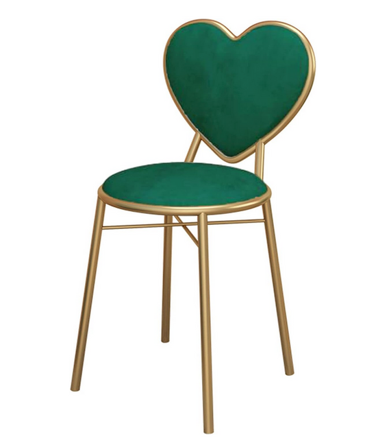 Velvet Heart-Shaped Chair with footrest | Green