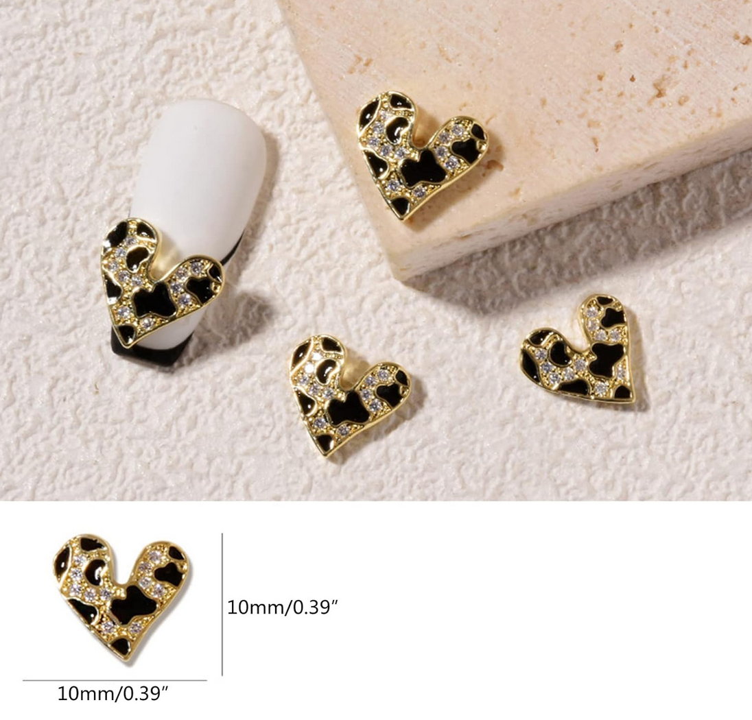 Bijoux fantaisie pour ongles 3D | Motif Carreaux noir et blanc | avec Zircon