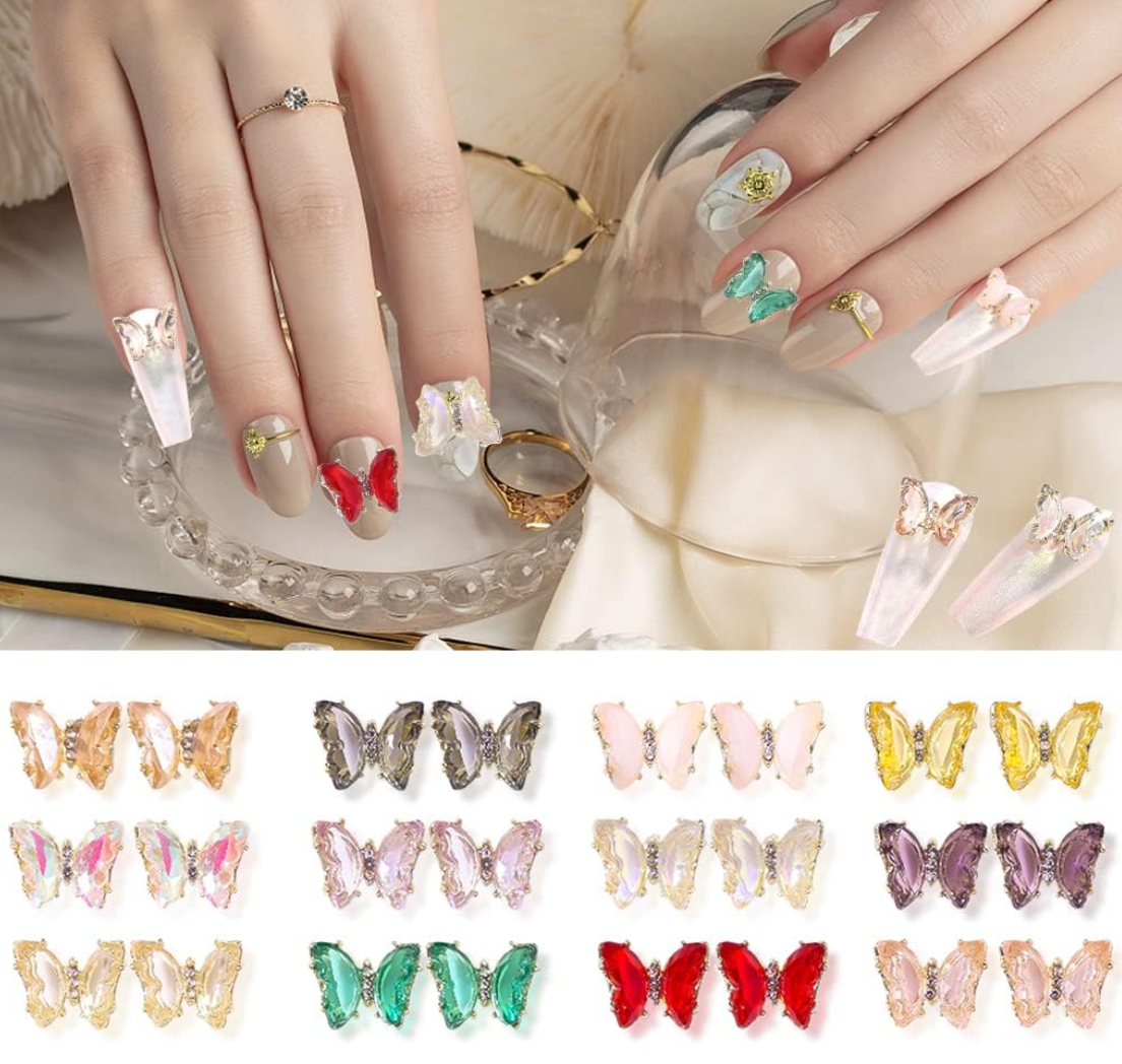 3D Nail Fashion Jewelry | Gold Butterfly | 12 colors