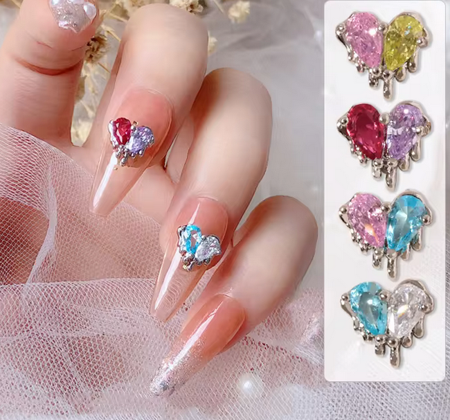 3D Nail Fashion Jewelry | Heart Shape | 2 assorted colors | K8-2921 to K8-2924 | Sold by the piece