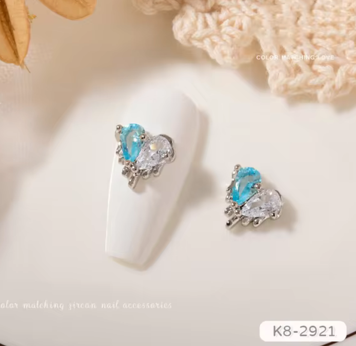 3D Nail Fashion Jewelry | Heart Shape | 2 assorted colors | K8-2921 to K8-2924 | Sold by the piece