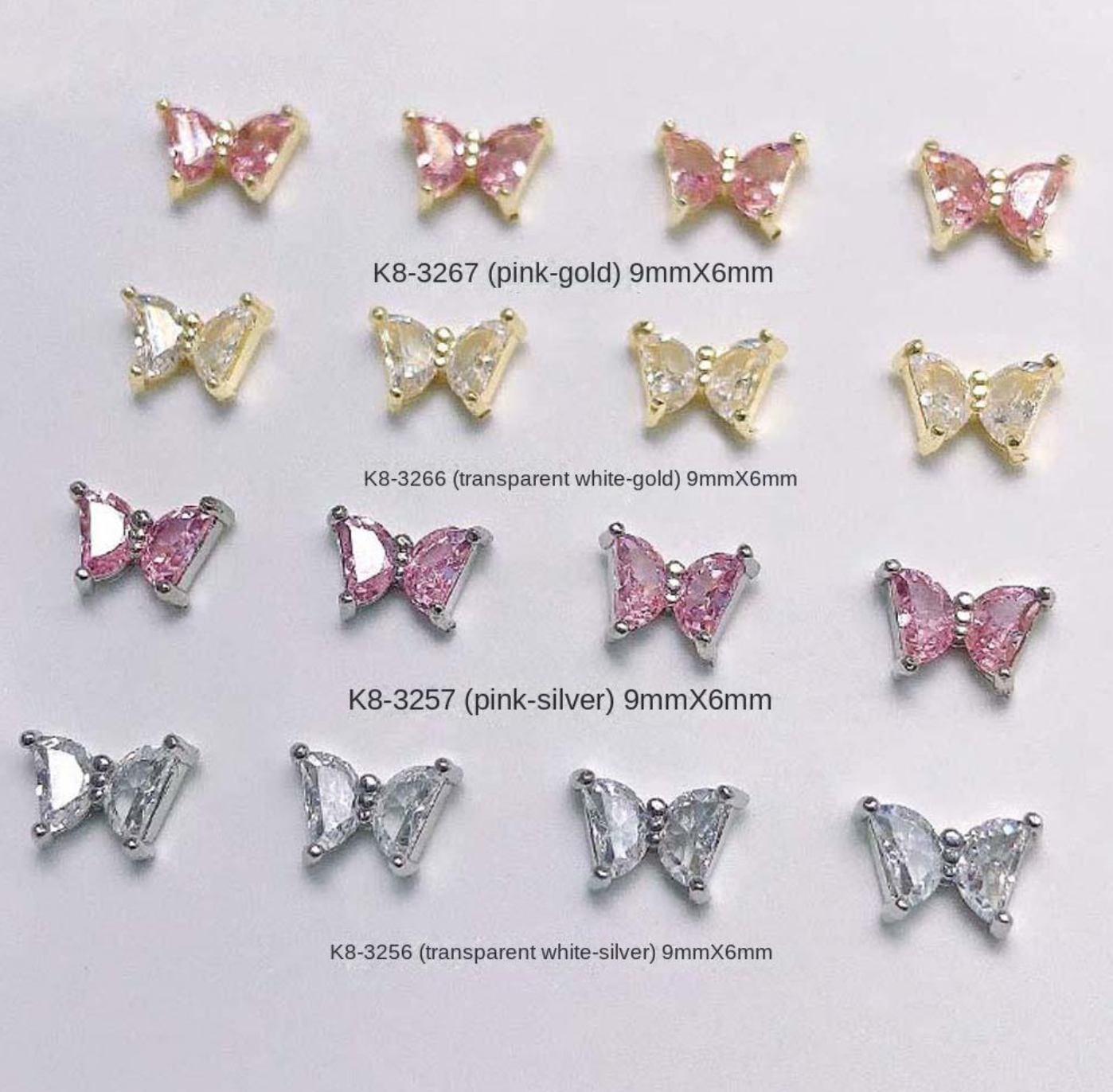 Bijoux fantaisie pour ongles 3D | Style papillon | K8-3256 à K8-3267 | Vendu à l'unité