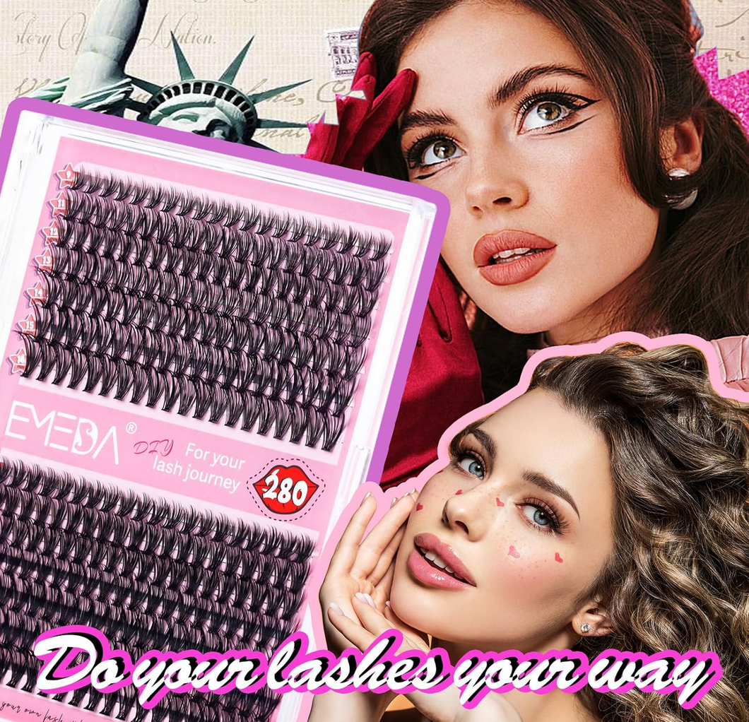 EMEDA DIY Lashes | Lash Clusters | Heat met fan 30D + 40D | 280 pcs