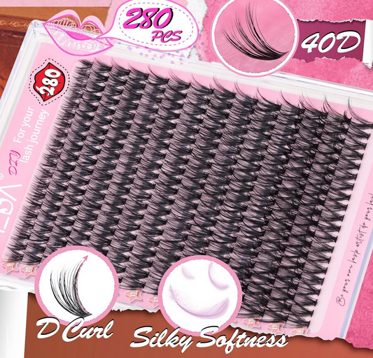 EMEDA DIY Lashes | Lash Clusters | Heat met fan 40D | 280 pcs