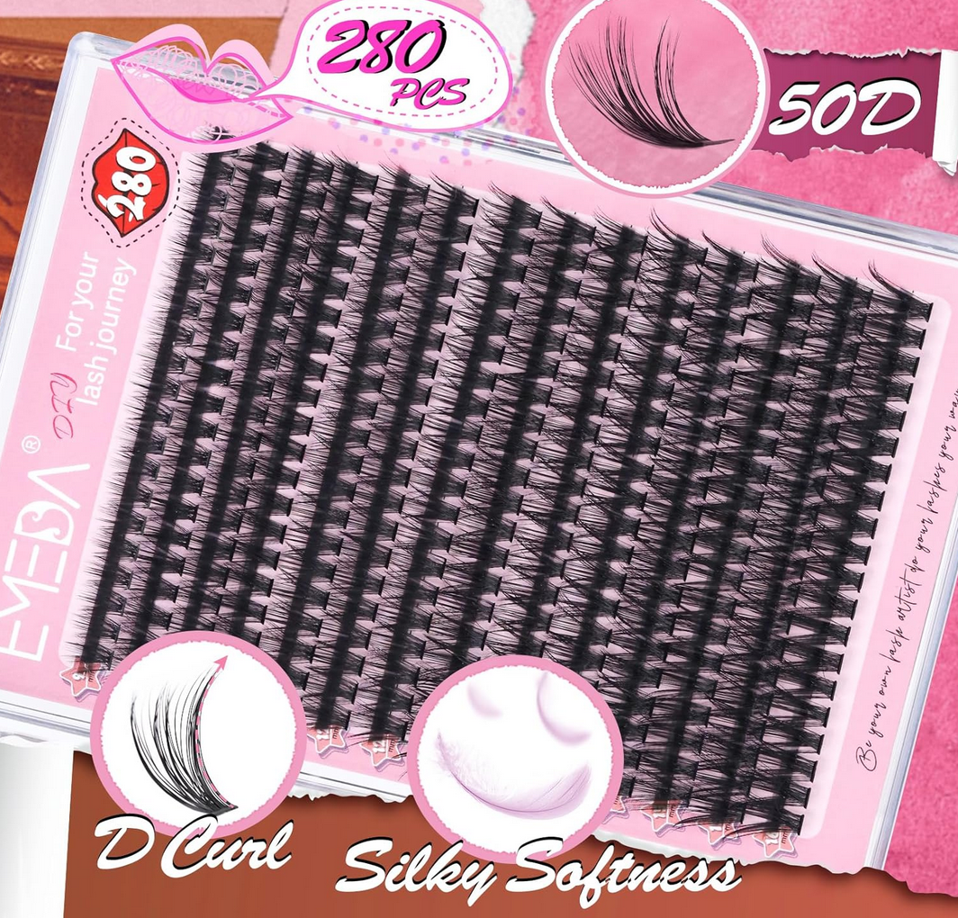 EMEDA DIY Lashes | Lash Clusters | Heat met fan 50D | 280 pcs