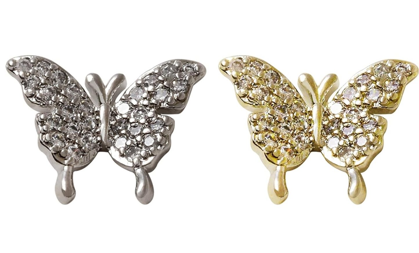 3D Nail Fashion Jewelry | Butterfly | K-3163 & K-3164 | Gold or Silver | Sold by the piece