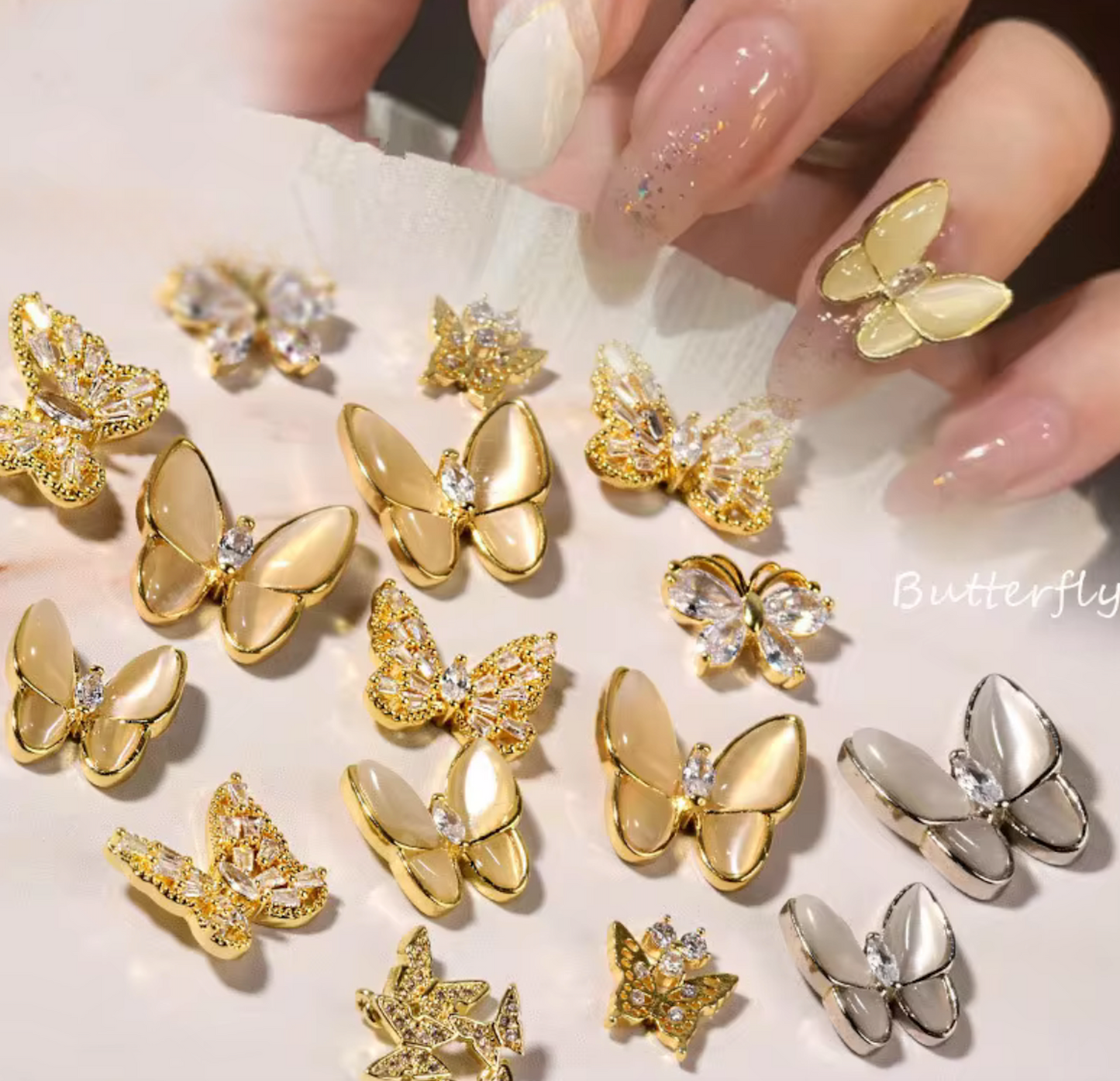 Bijoux fantaisie 3D pour ongles | Style Papillon | Vendu à l'unité