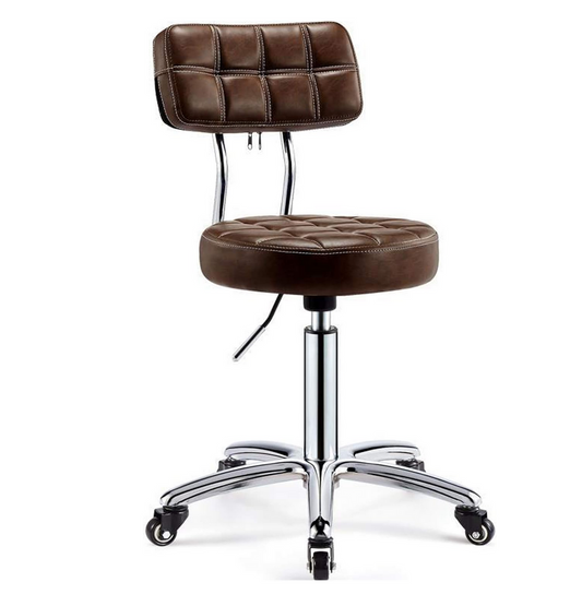 Beauty Salon Hydraulic Swivel Stool with Backrest | Brown