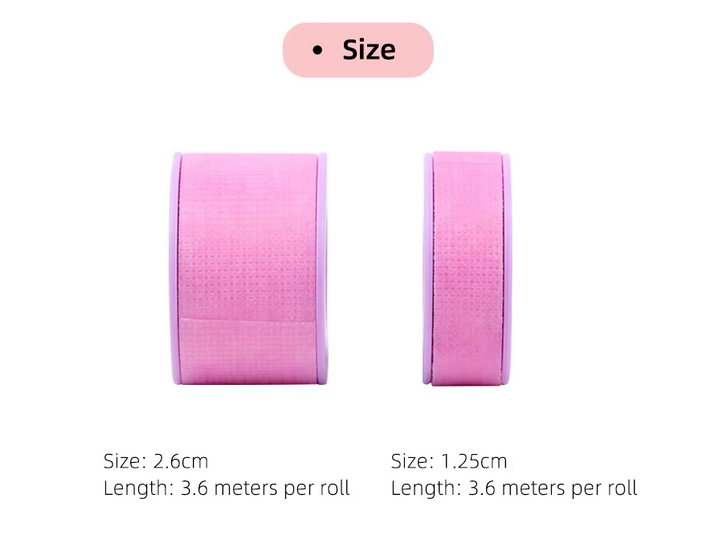 Ruban adhésif en gel de Silicone pour extensions de Cils | Peau Sensible | Rose | 1,25 cm x 3,6 m