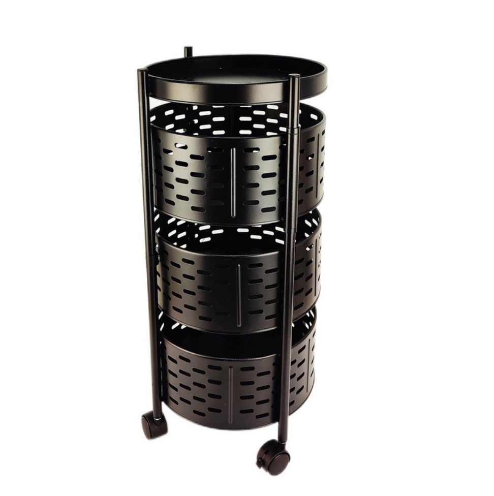 3-Tier Rotating Organizer with Round Baskets | Black