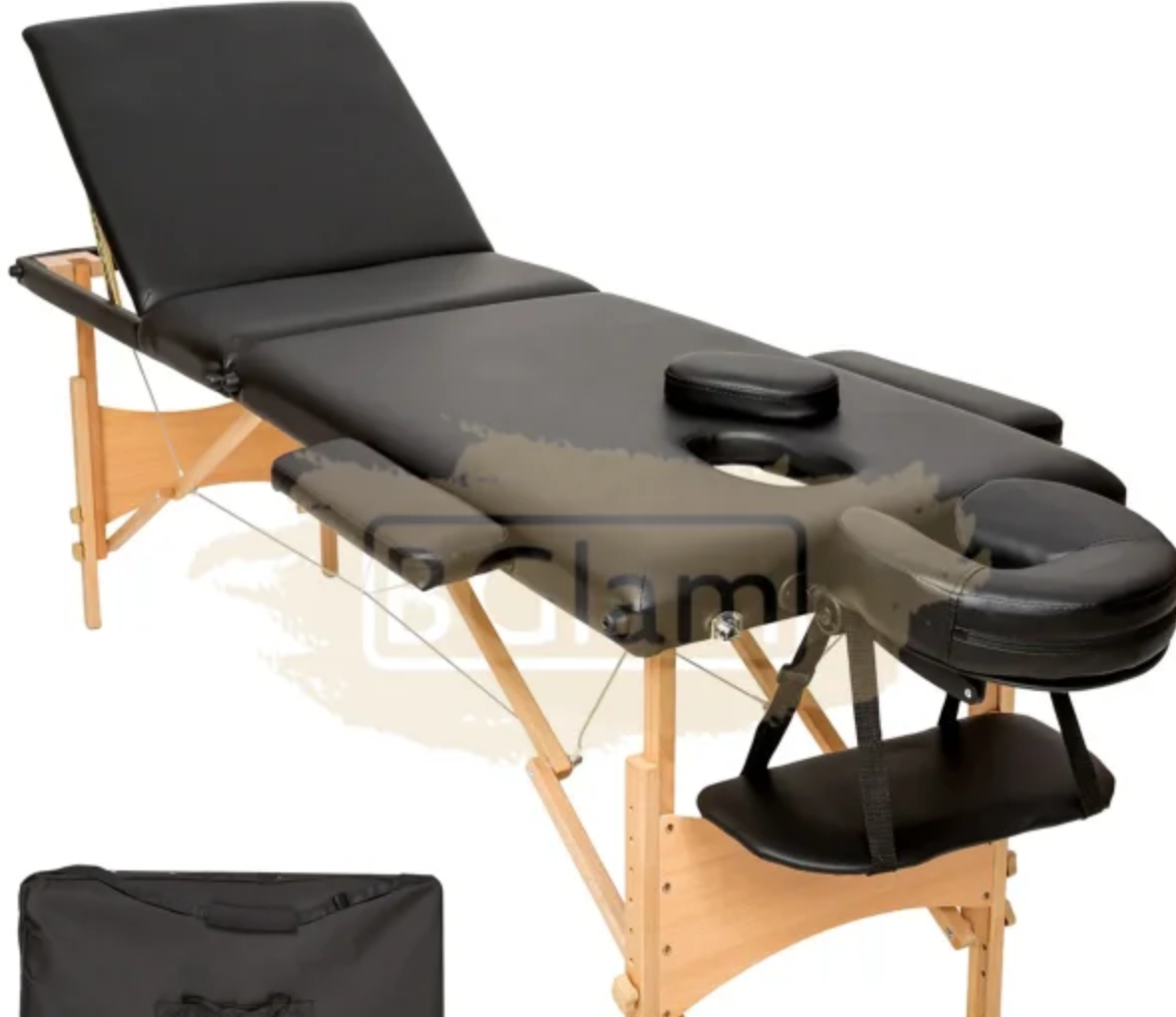 Portable Massage Spa Bed 185*60cm | Wood | 3 Zones | Black