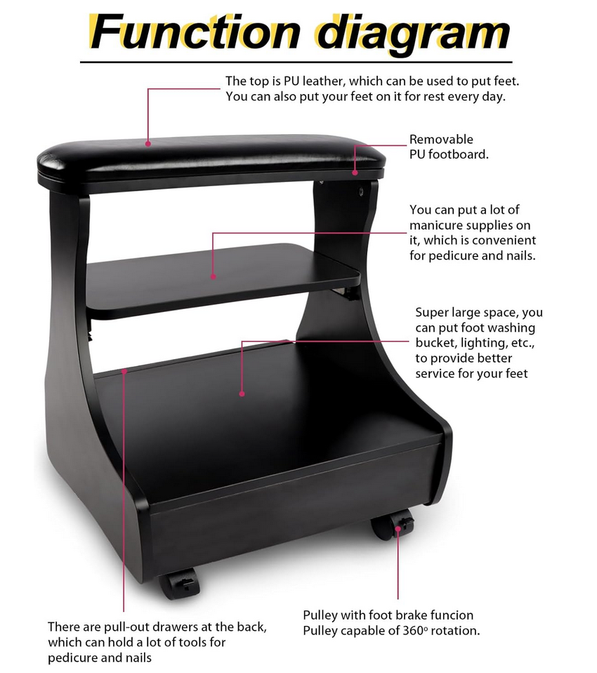 Tabouret de pédicure | Noir