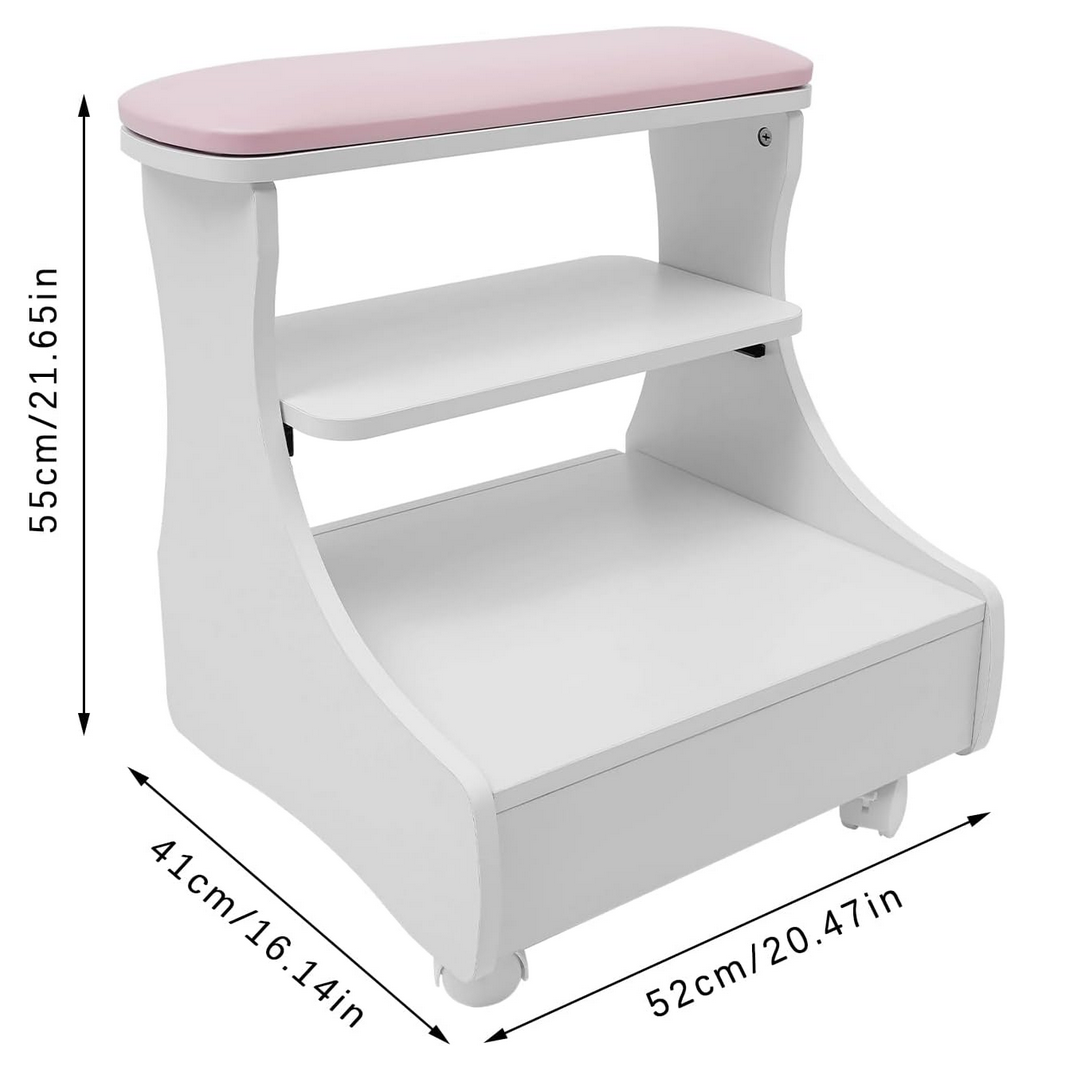 Pedicure Foot Stool | White & Pink