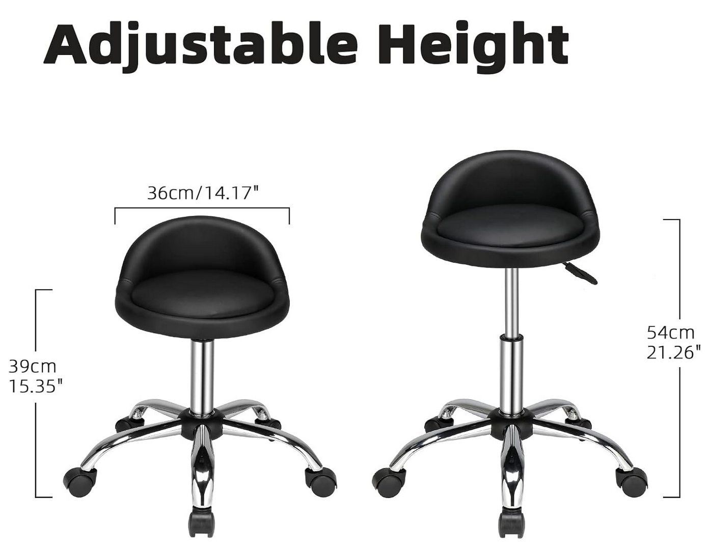 Tabouret réglable hydraulique sur roulettes avec dossier | Rond | Vert