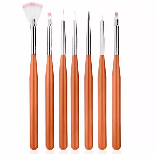 Nail Art Brush Set (7 pcs) | Orange