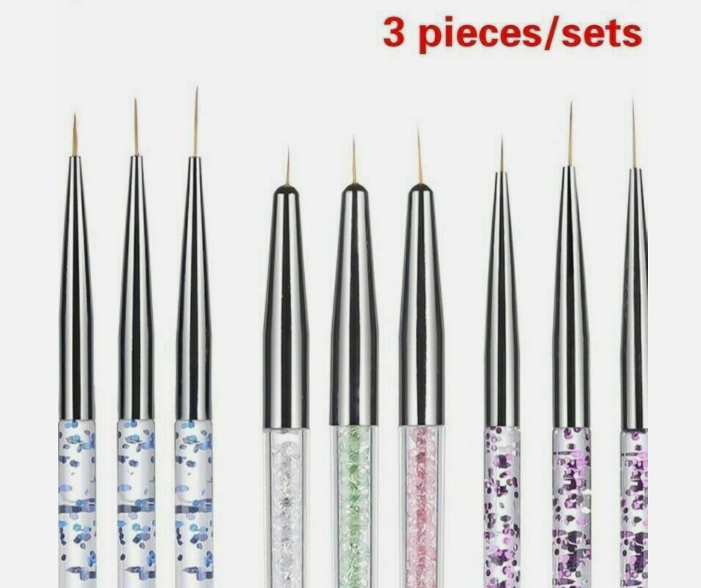 Nail Art Liner Brush Set | 3 Pieces | Color A, B, C