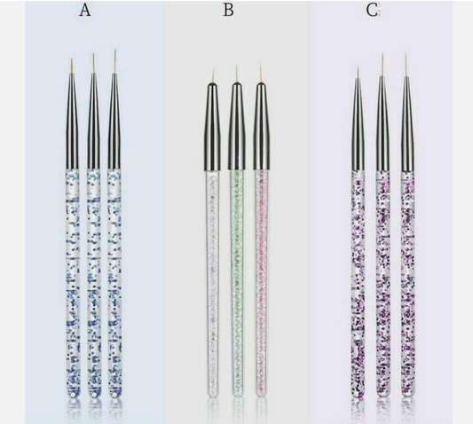 Nail Art Liner Brush Set | 3 Pieces | Color A, B, C