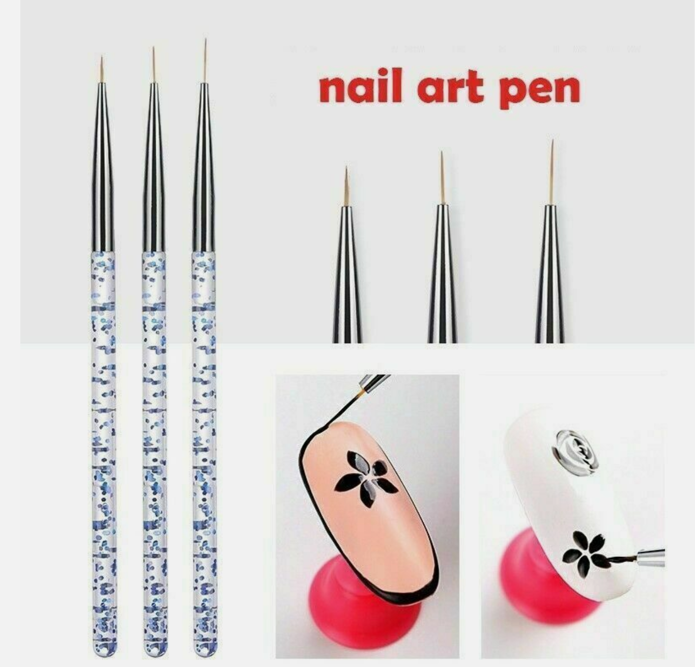 Nail Art Liner Brush Set | 3 Pieces | Color A, B, C