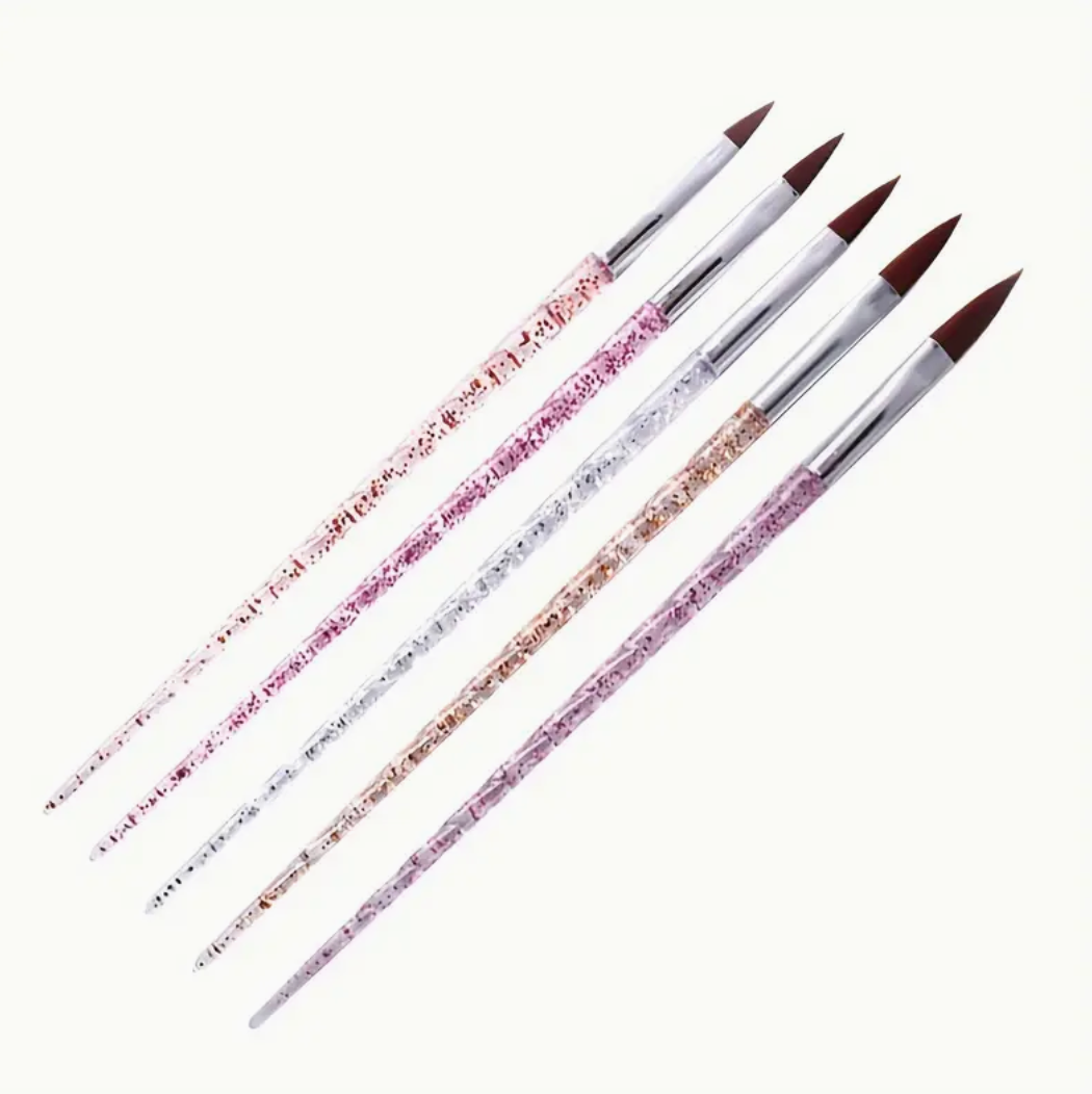 Set of 5 Nail Art Brushes | Crystal Handle