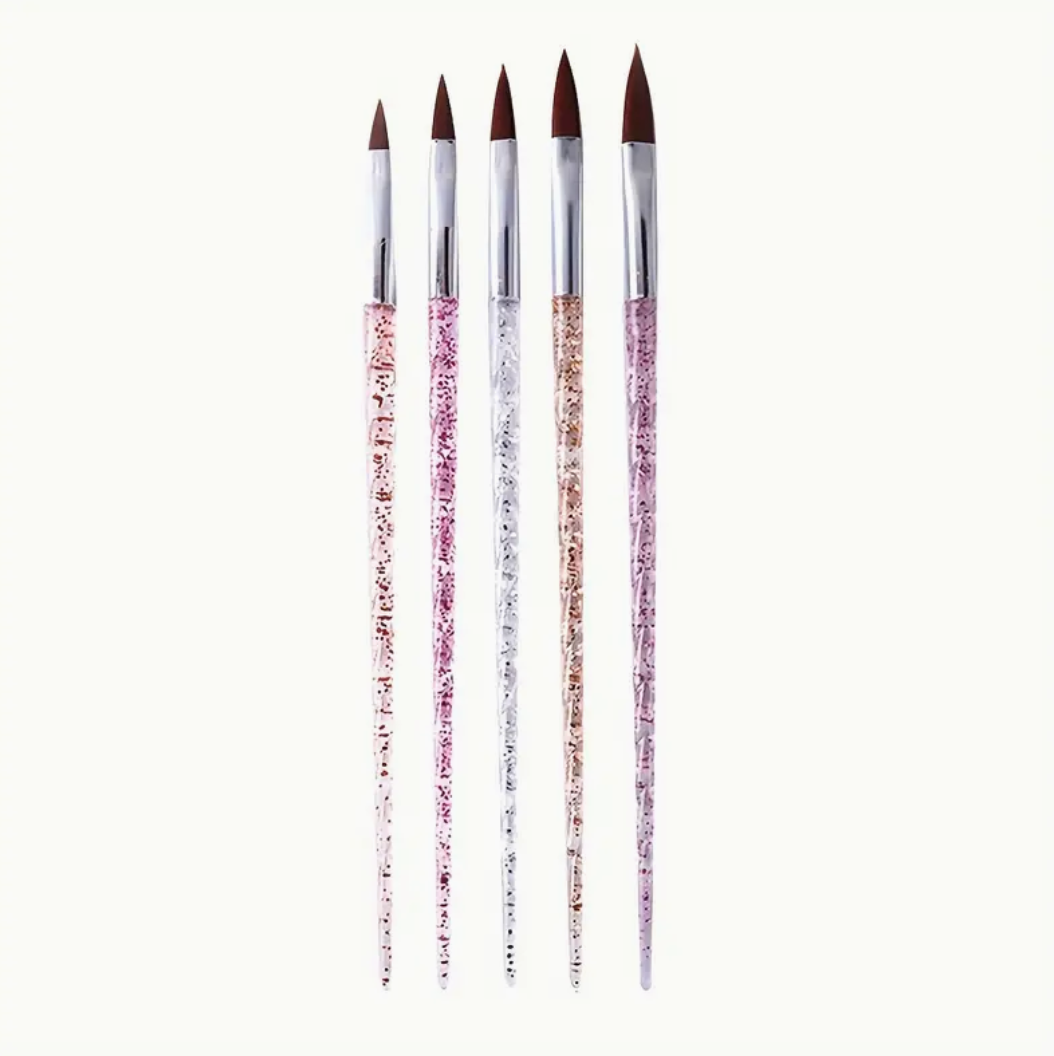 Set of 5 Nail Art Brushes | Crystal Handle