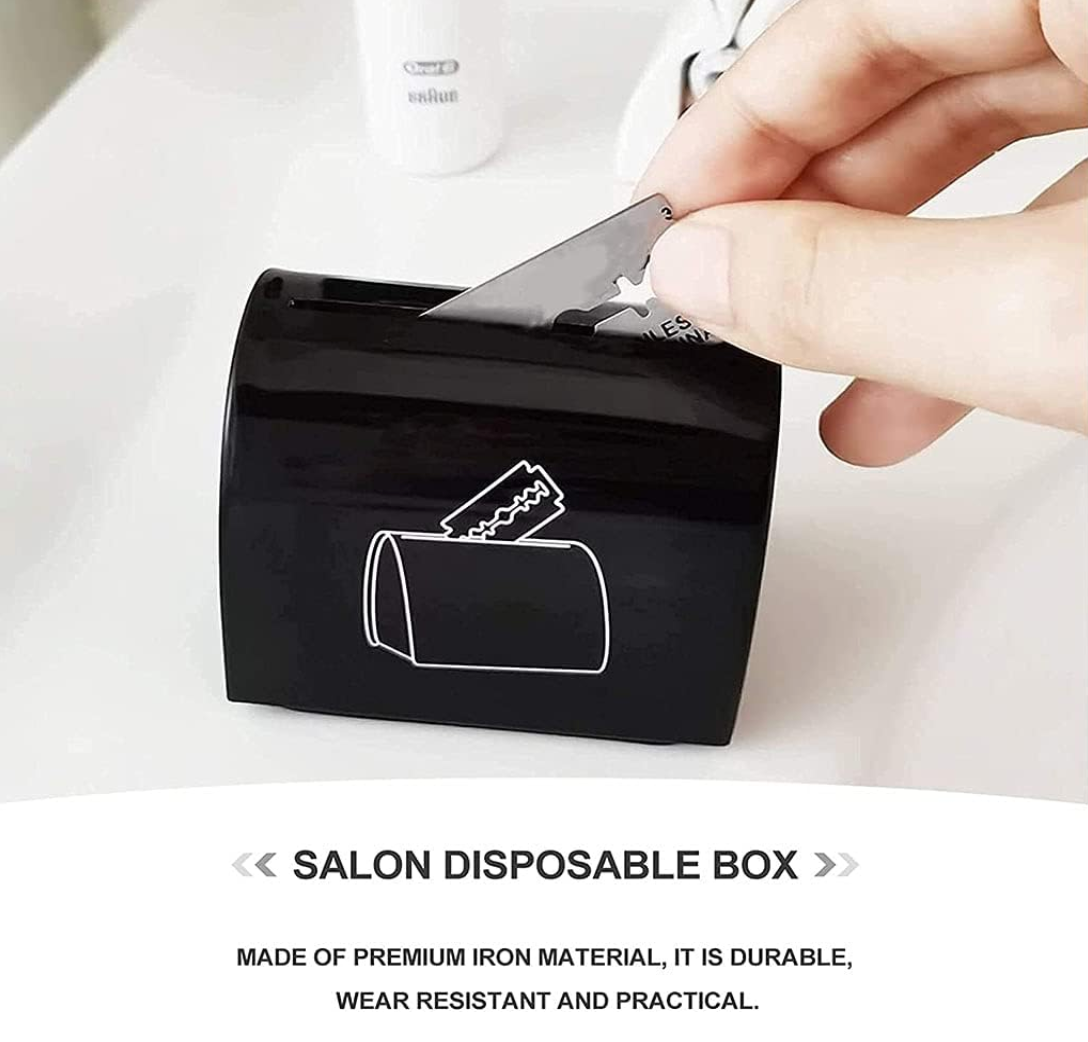 Safety Razor Blade Disposal Box | Black | 6.0 cm x 4.5 cm x 5.3 cm