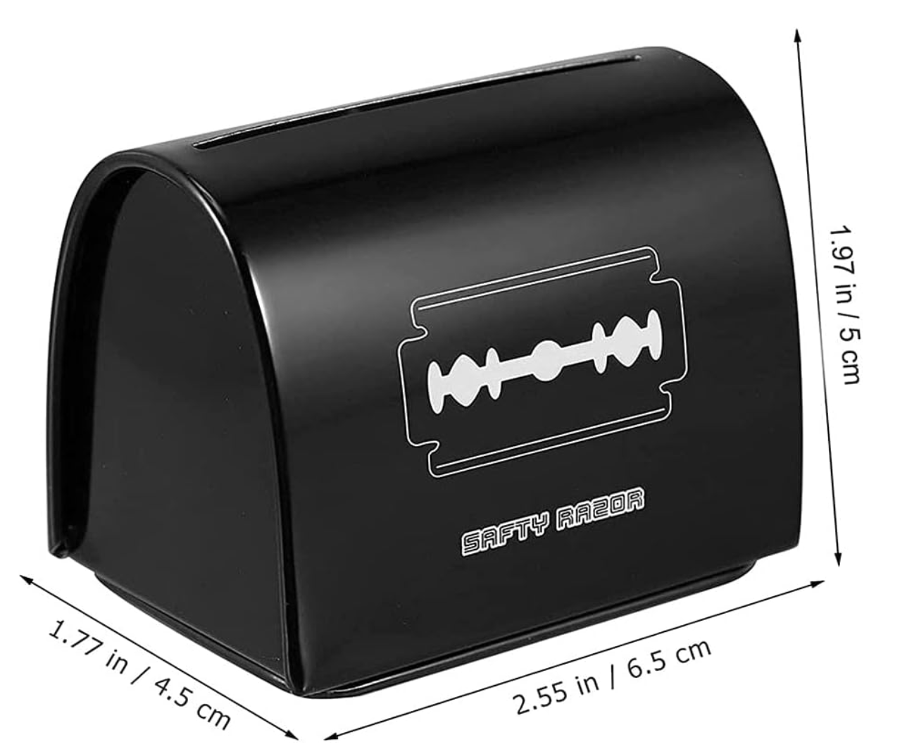 Safety Razor Blade Disposal Box | Black | 6.0 cm x 4.5 cm x 5.3 cm