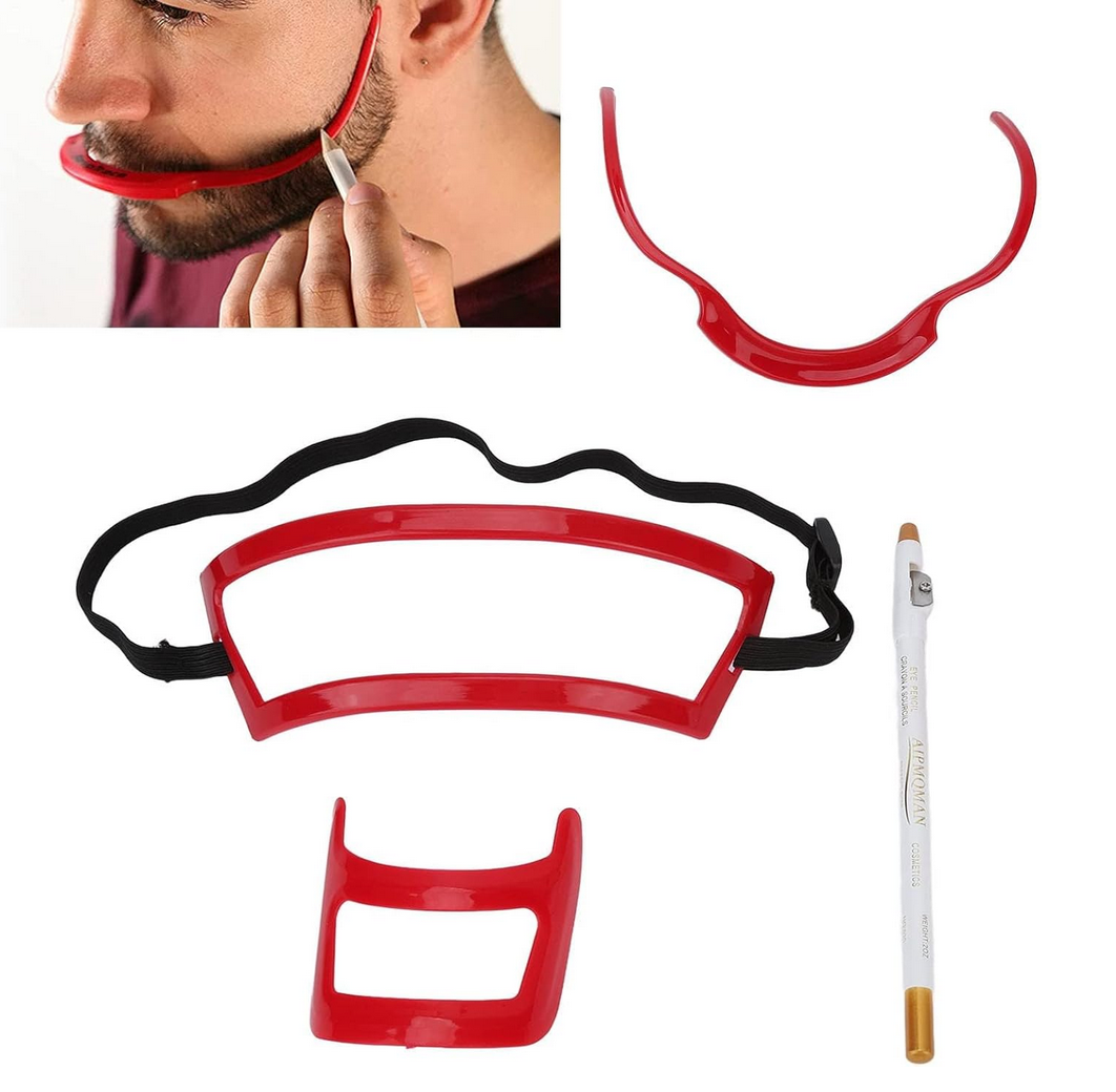 Kit de Mise en Forme de Barbe avec Sangle Ajustable et Crayon de Traçage