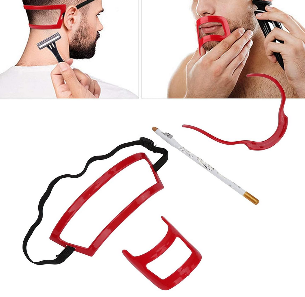 Kit de Mise en Forme de Barbe avec Sangle Ajustable et Crayon de Traçage