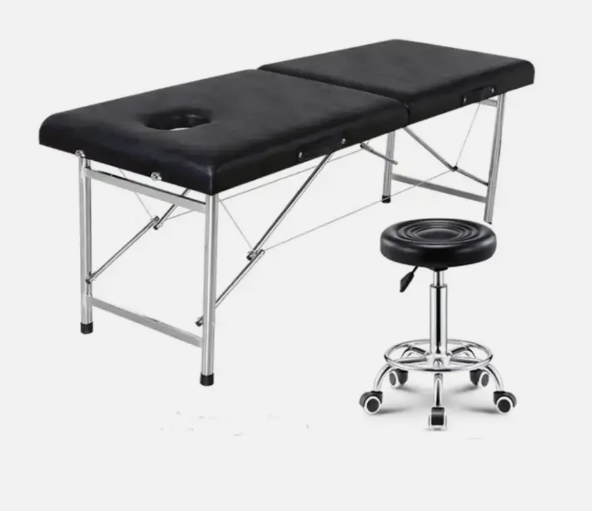 Lit de massage portable 180*60*65cm | Bleu | Hauteur non réglable