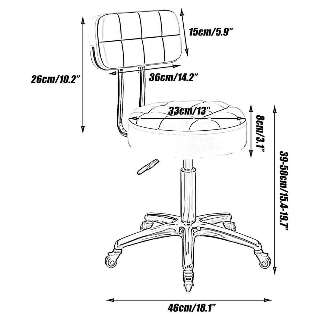 Tabouret pivotant hydraulique avec dossier pour salon de beauté | Rose et or