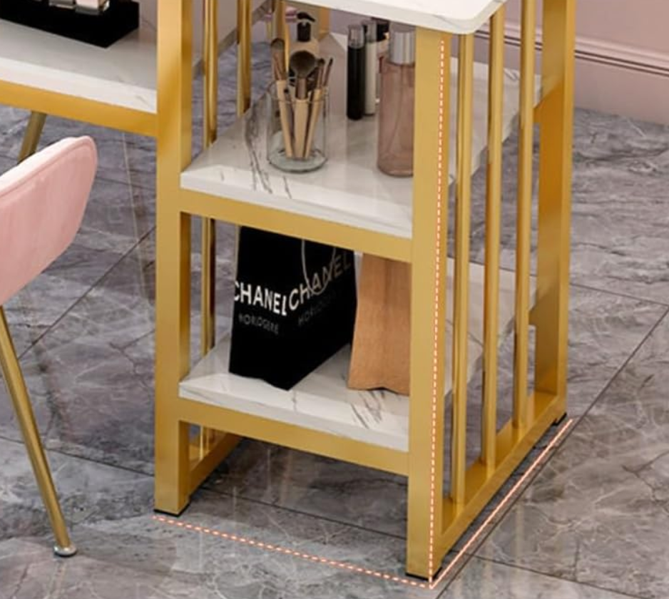 Elegant Wooden & Gold Manicure Table (Only the Table) | 3 sizes