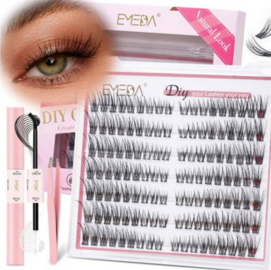 Cat Eye Look Cluster Lashes Kit | C Curl | Mix 7-15mm