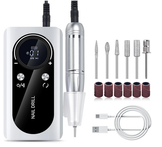 Portable and Rechargeable Nail drill Machin | Black & White | 45k RPM