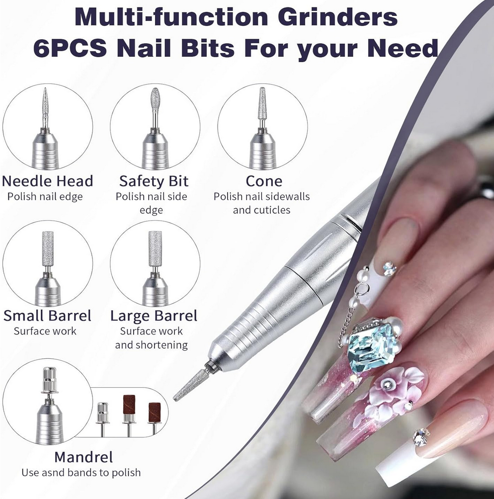 Portable and Rechargeable Nail drill Machin | Black & White | 45k RPM