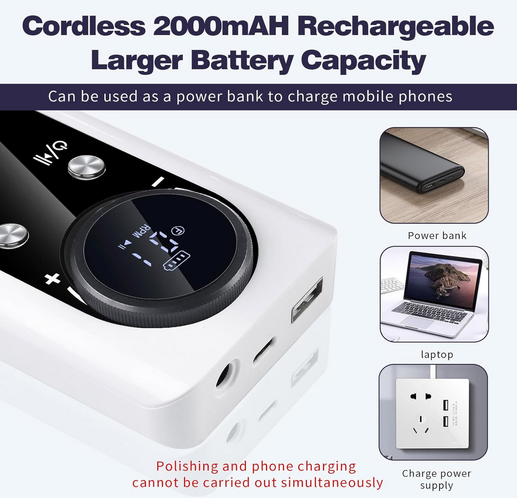 Portable and Rechargeable Nail drill Machin | Black & White | 45k RPM