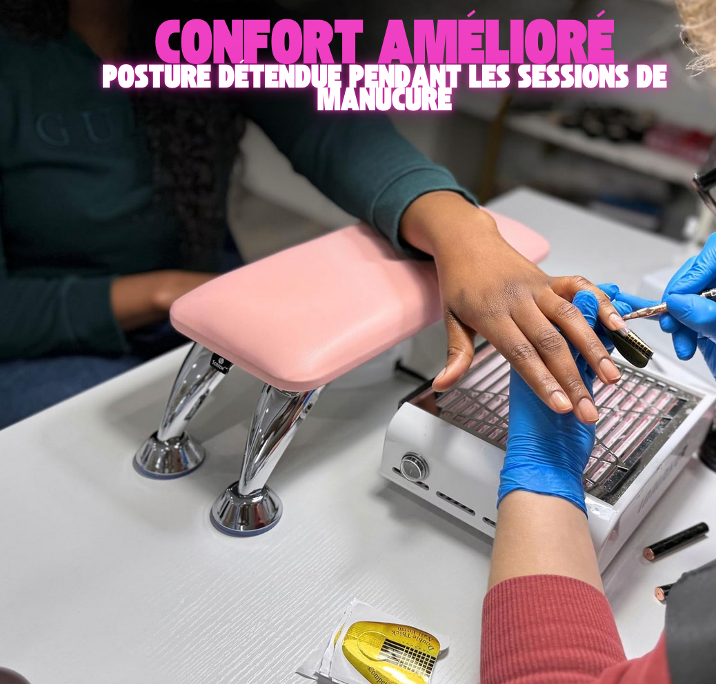 Repose-bras professionnel pour manucure & repose-pieds pour pédicure | Rose