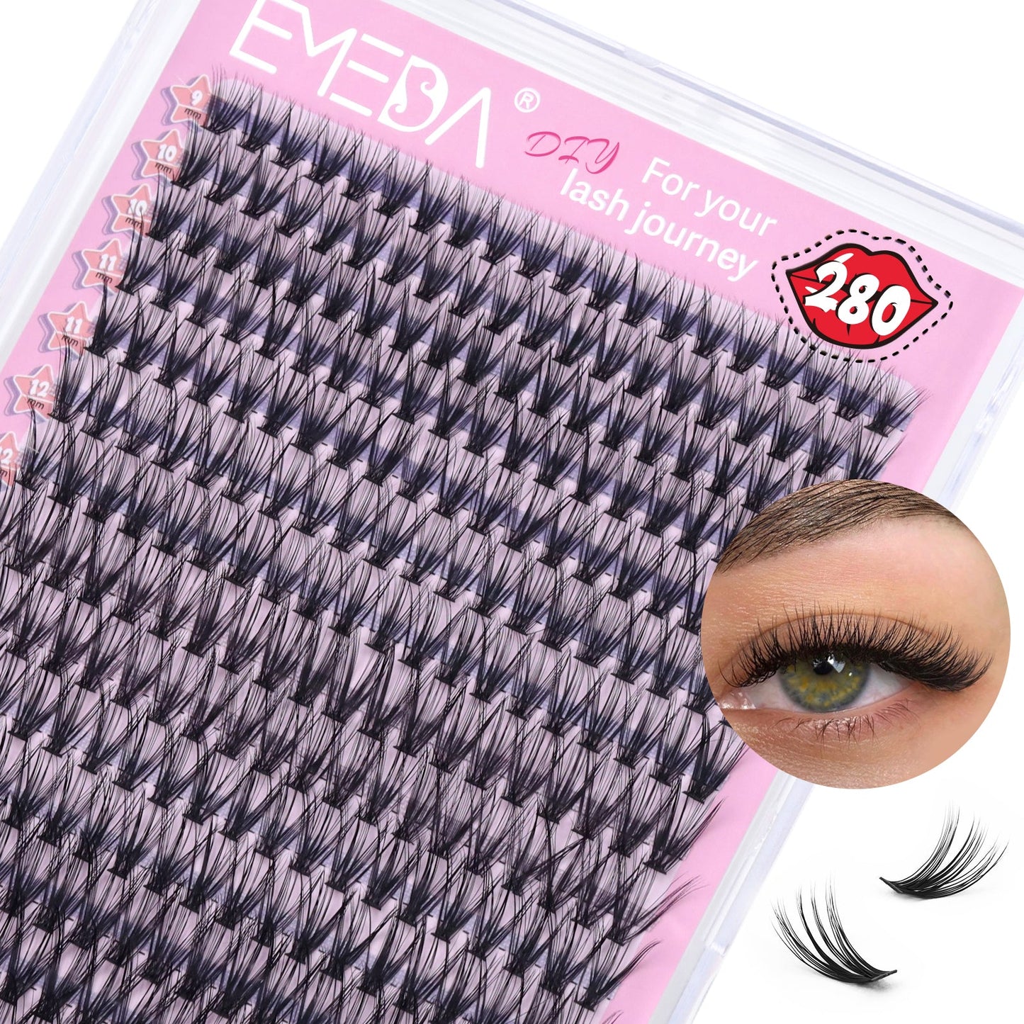 EMEDA DIY Lashes | Lash Clusters | Heat met fan 30D | 280 pcs