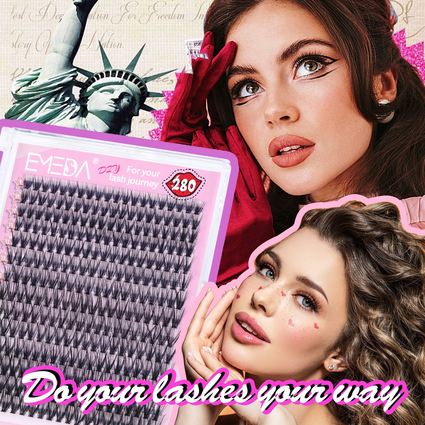 EMEDA DIY Lashes | Lash Clusters | Heat met fan 30D | 280 pcs