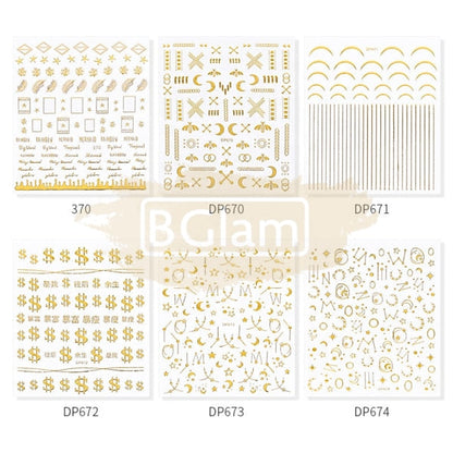 Nail Art 3D Gold Stickers - Available In 4 Designs