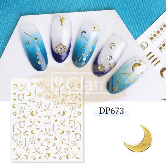 Nail Art 3D Gold Stickers - Available In 4 Designs Dp673