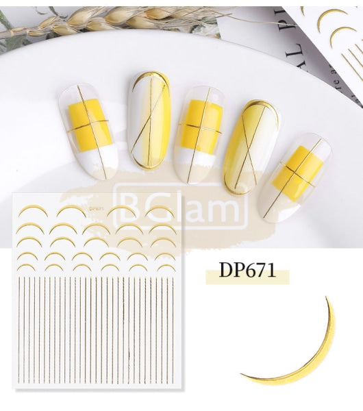 Nail Art 3D Gold Stickers - Available In 4 Designs Dp671