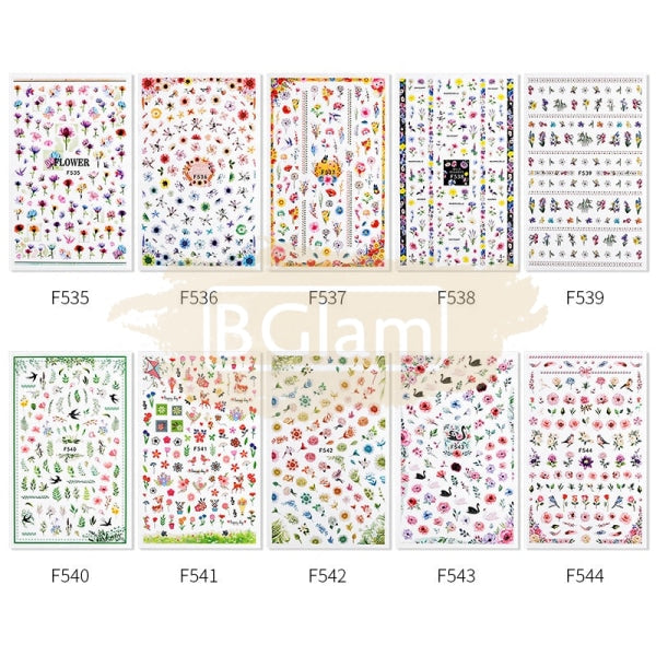 Nail Art Flower Stickers - Available In 10 Designs