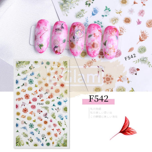 Nail Art Flower Stickers - Available In 10 Designs F542