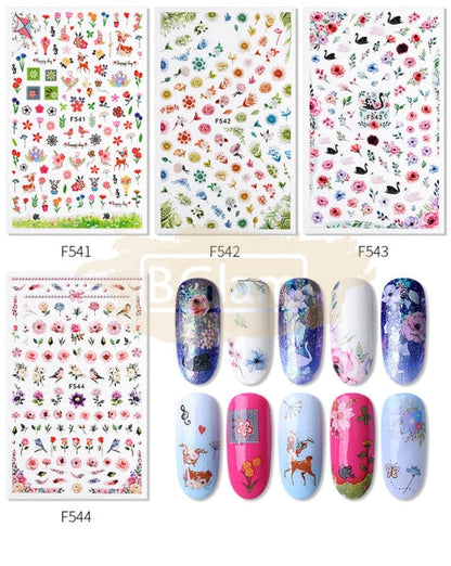 Nail Art Flower Stickers - Available In 10 Designs